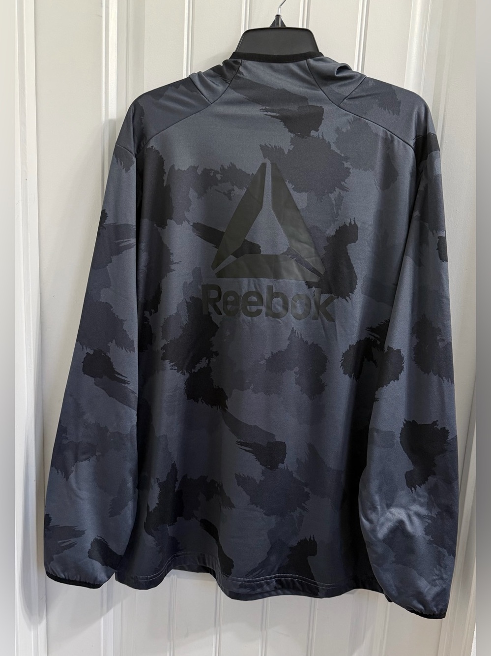 Reebok Men’s Gray Black Camouflage Camo Long Sleeve Delta Logo Hoodie XL